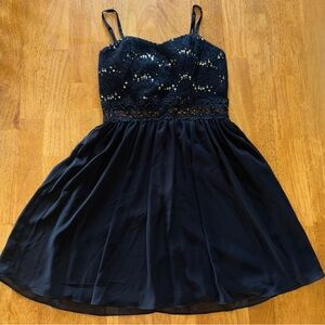 BCX Junior’s Sequenced Black Spaghetti Strap Dress